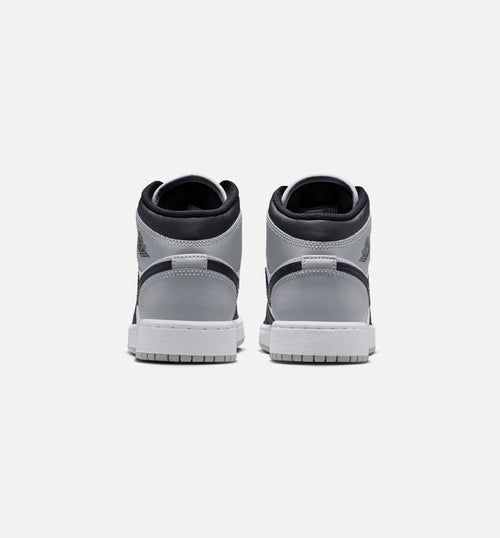 Air Jordan 1 Mid – Grade School Lifestyle Shoe (White/Light Smoke Grey/Black)