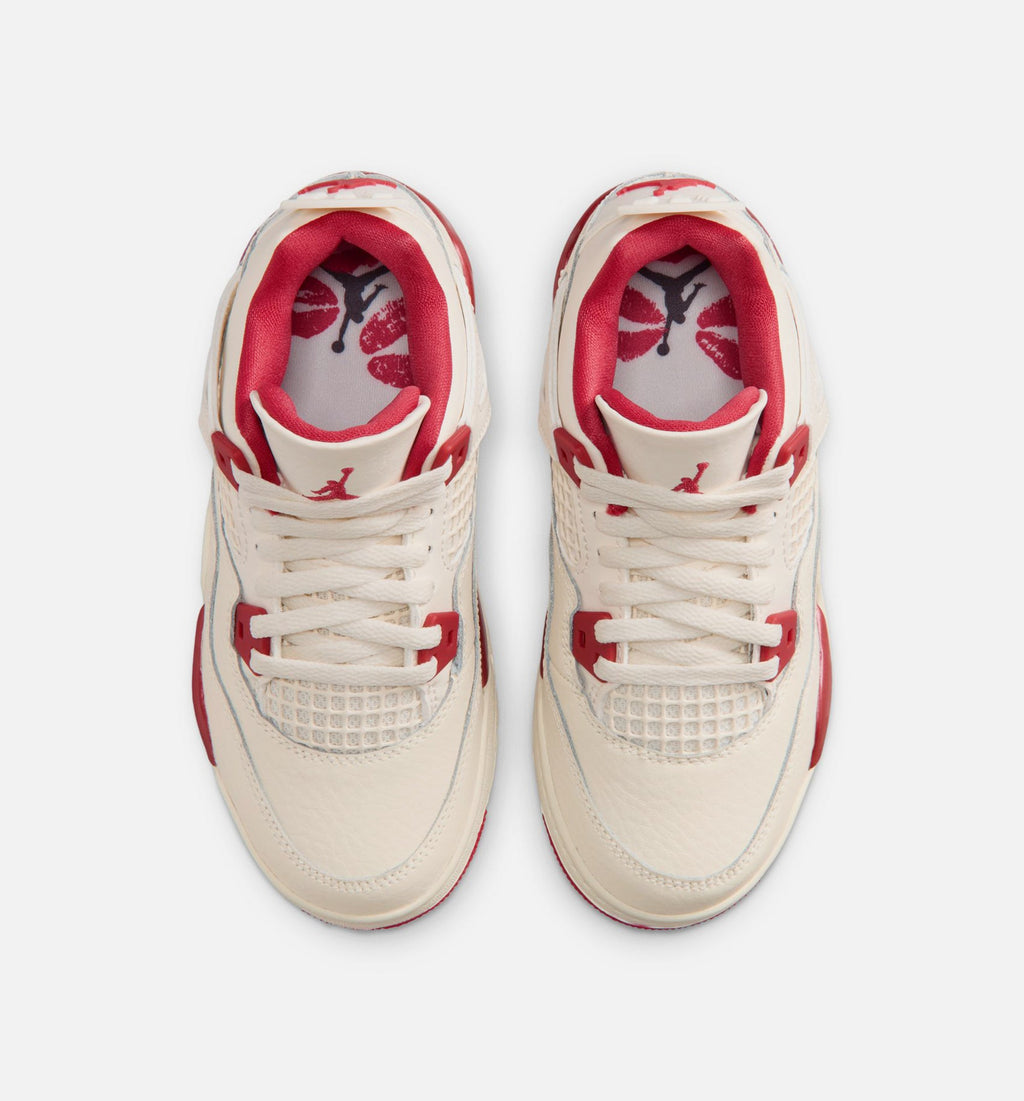 Air Jordan 4 Retro Valentine’s Day – Preschool Lifestyle Shoe (Pale Ivory/Sierra Red/Tough Red)
