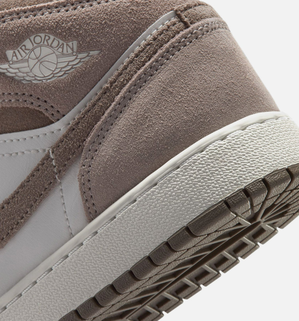 Air Jordan 1 Mid – Grade School Lifestyle Shoe (Enigma Stone/Olive Grey/Summit White)