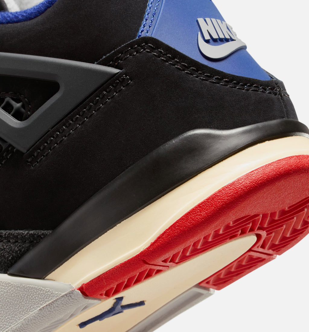 Air Jordan 4 Retro Rare Air – Preschool Lifestyle Shoe (Black/Fire Red/Deep Royal Blue)