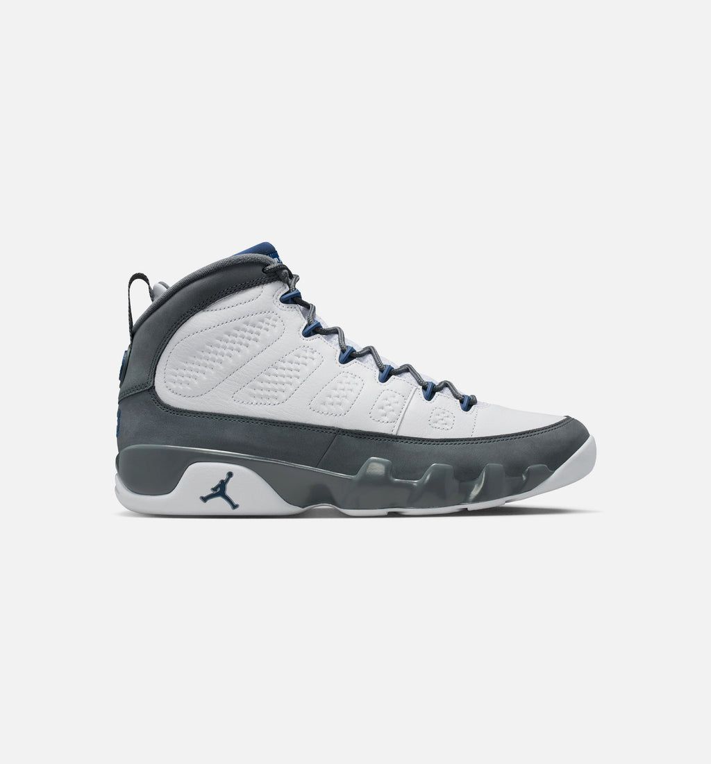 Air Jordan 9 Retro Flint Grey and French Blue – Men’s Lifestyle Shoe (White/French Blue/Flint Grey)