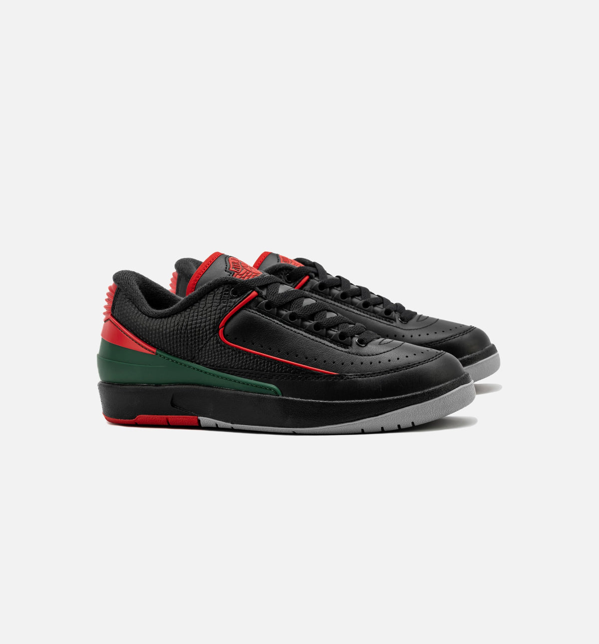 Air Jordan 2 Retro Low Christmas – Grade School Lifestyle Shoe (Black/Fire Red/Cement Grey)