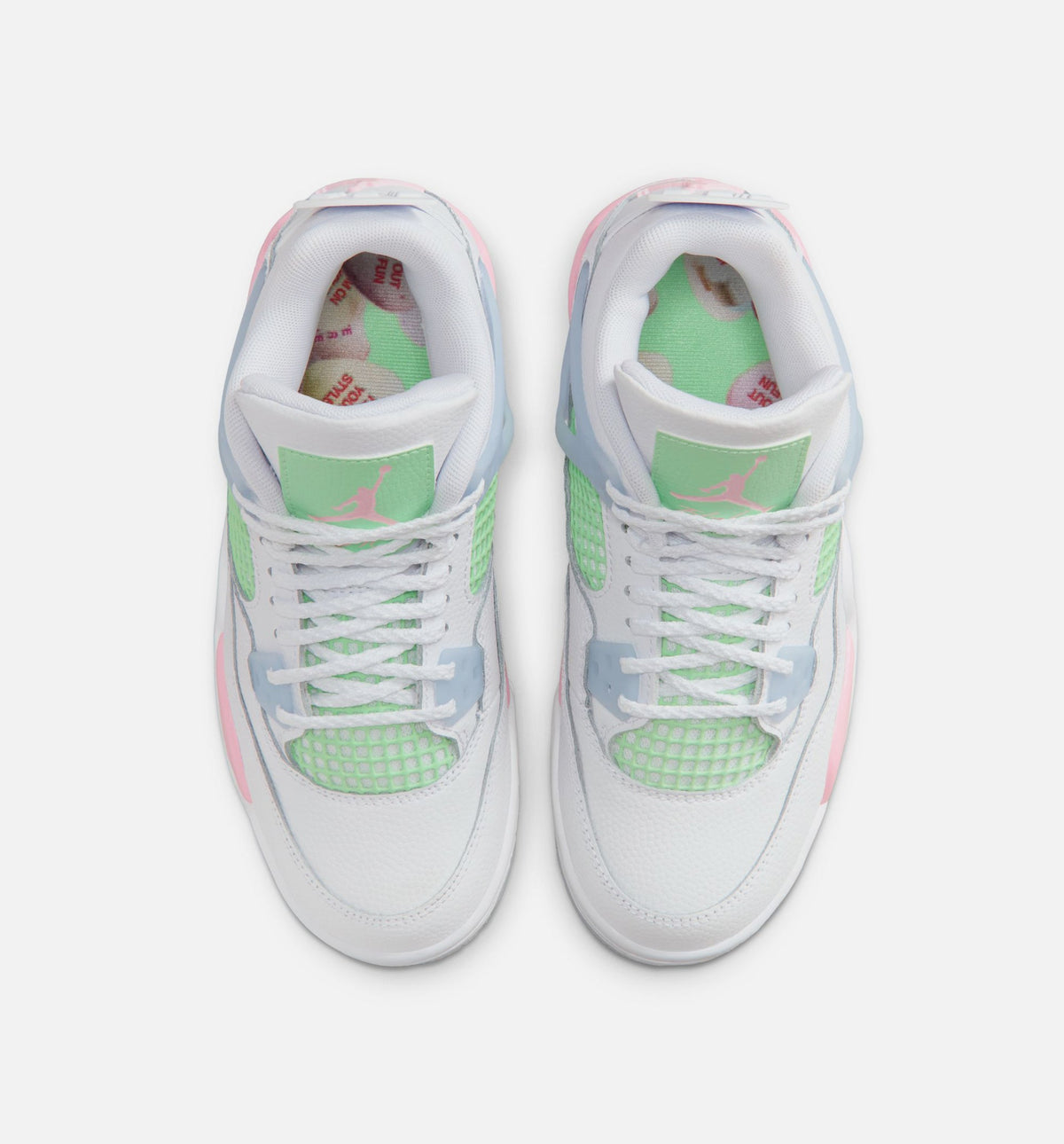 Air Jordan 4 Retro Medium Soft Pink – Grade School Lifestyle Shoe (White/Medium Soft Pink/Half Blue)