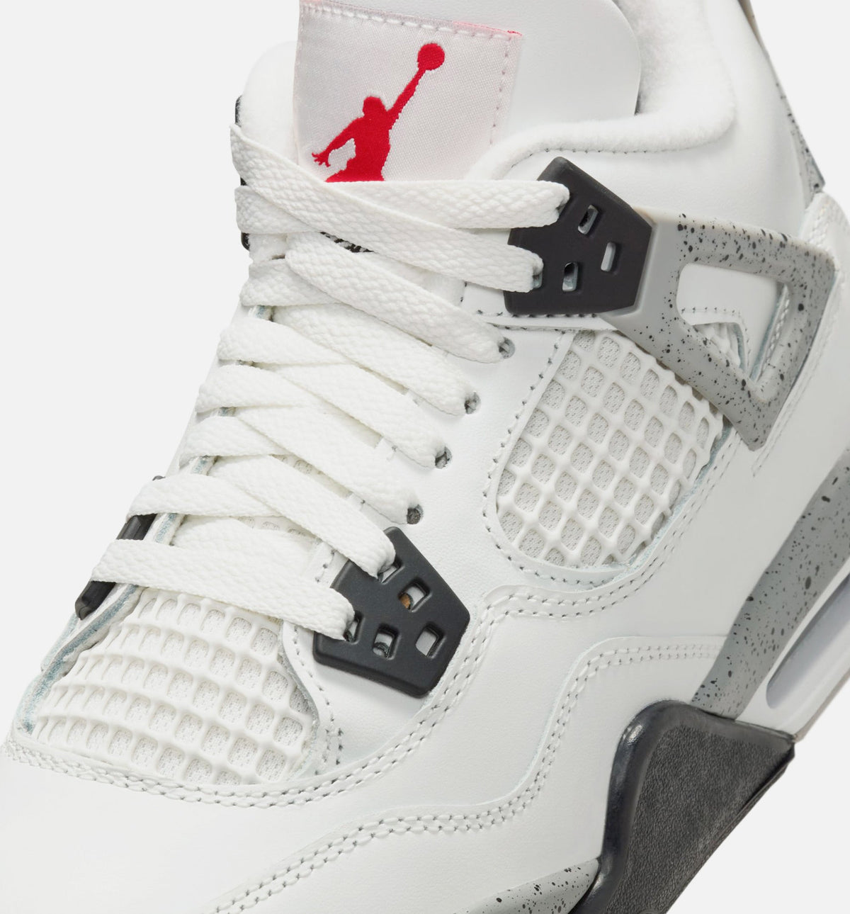 Air Jordan 4 Retro White Cement – Grade School Lifestyle Shoe (Summit White/Fire Red/Cement Grey/Black)