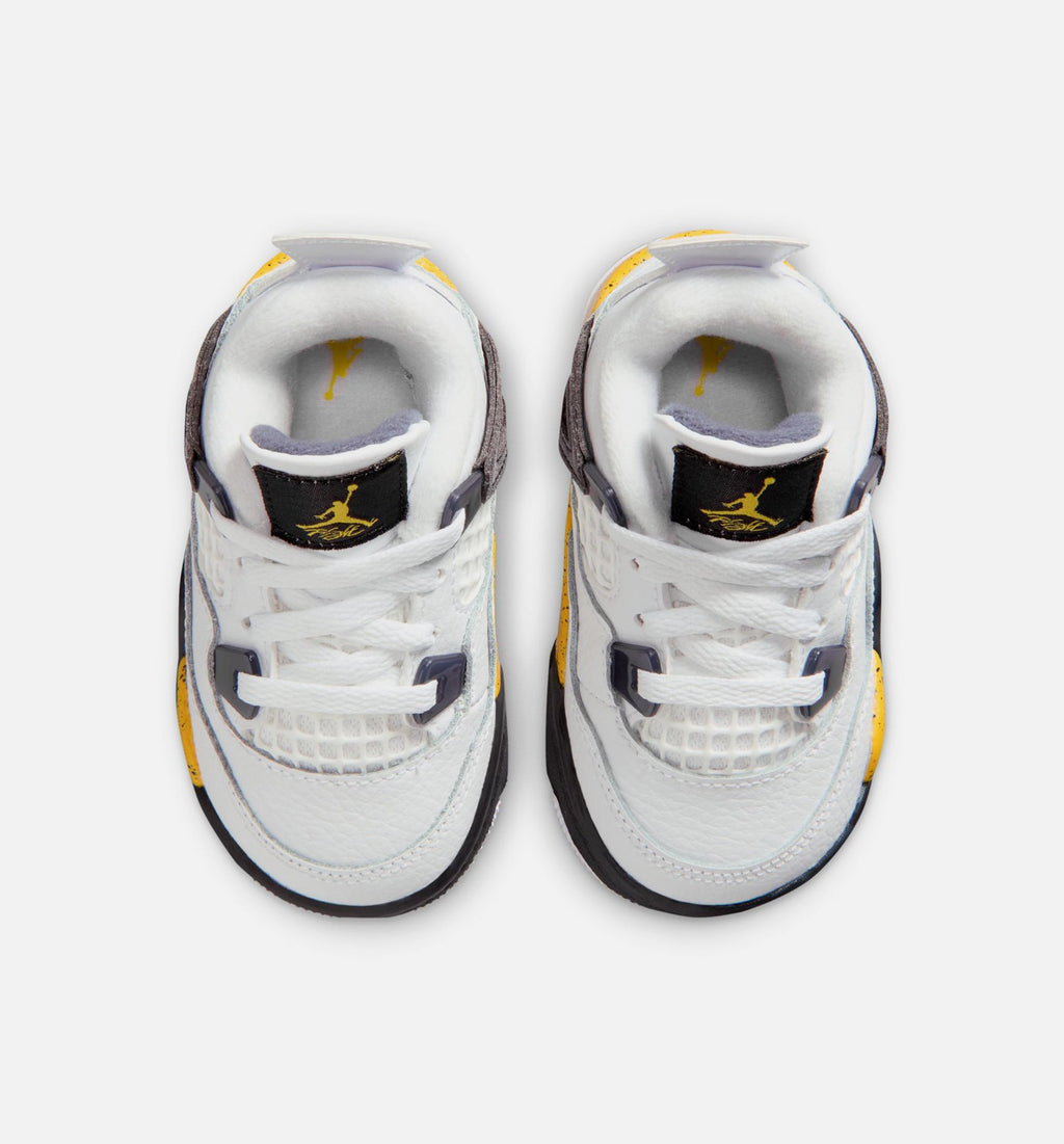 Air Jordan 4 Retro Rare Air Tour Yellow – Infant/Toddler Lifestyle Shoe (White/Dark Blue Grey/Black/Tour Yellow)