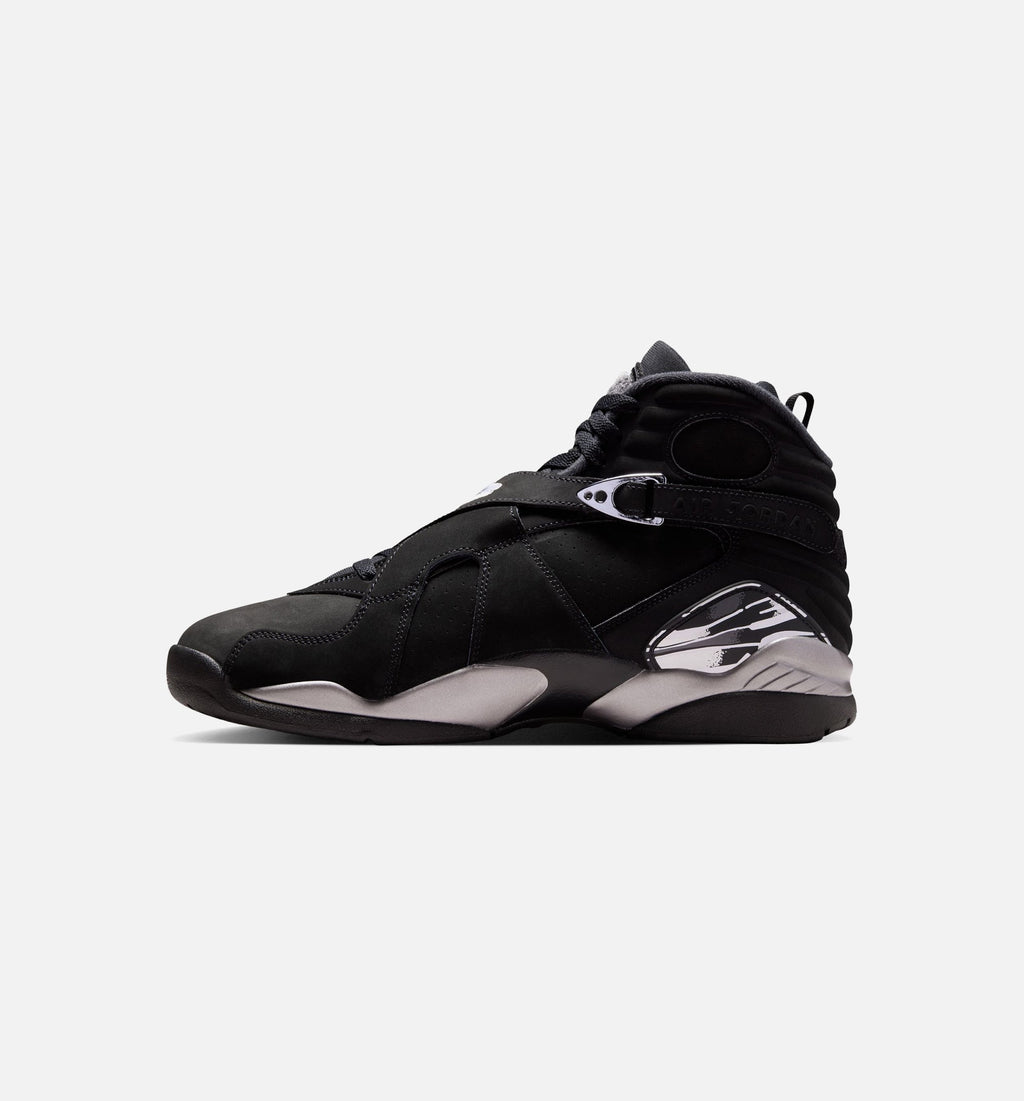 Air Jordan 8 Retro Chrome Black and Light Graphite – Men’s Lifestyle Shoe (Black/White/Light Graphite)