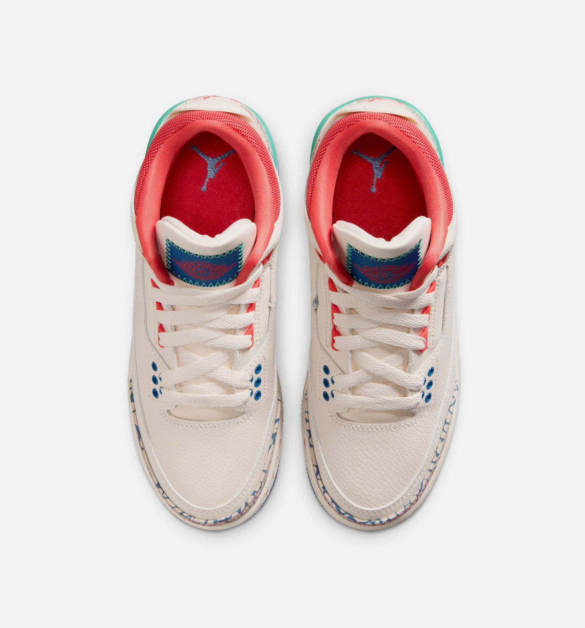 Air Jordan 3 Retro Play Your Way – Grade School Lifestyle Shoe (Chalk/Track Red/True Blue/Kinetic Green)