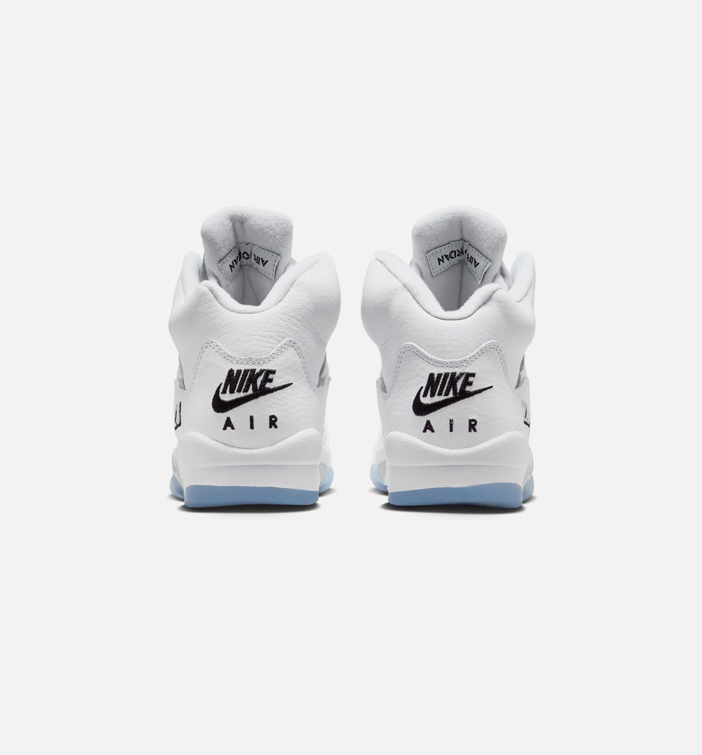 Air Jordan 5 Retro OG White Metallic – Grade School Lifestyle Shoe (White/Black/Metallic Silver)