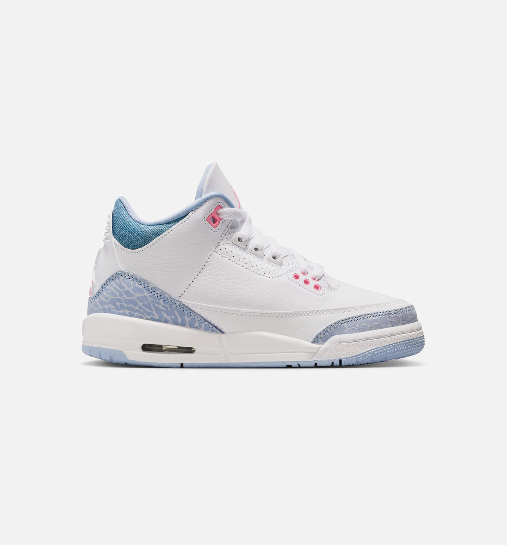 Air Jordan 3 Retro Cobalt Bliss – Grade School Lifestyle Shoe (White/Cobalt Bliss/Football Grey/Pink Glow)