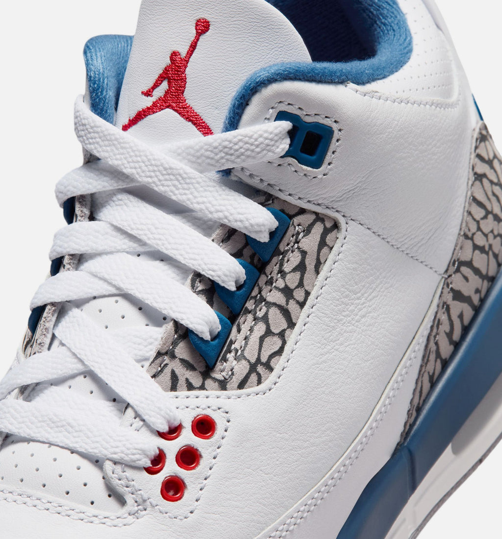 Air Jordan 3 Retro OG True Blue – Grade School Lifestyle Shoe (White/Fire Red/True Blue)