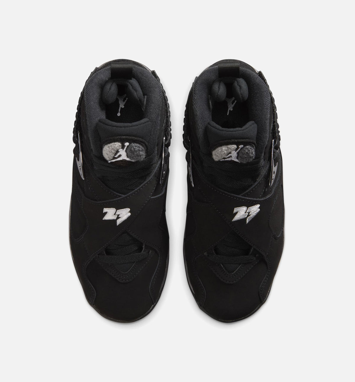 Air Jordan 8 Retro Chrome Black and Light Graphite – Grade School Lifestyle Shoe (Black/White/Light Graphite)