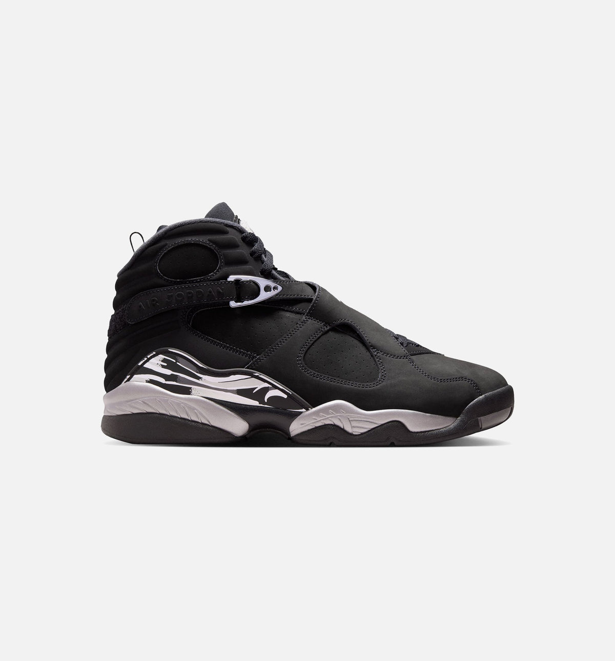 Air Jordan 8 Retro Chrome Black and Light Graphite – Men’s Lifestyle Shoe (Black/White/Light Graphite)