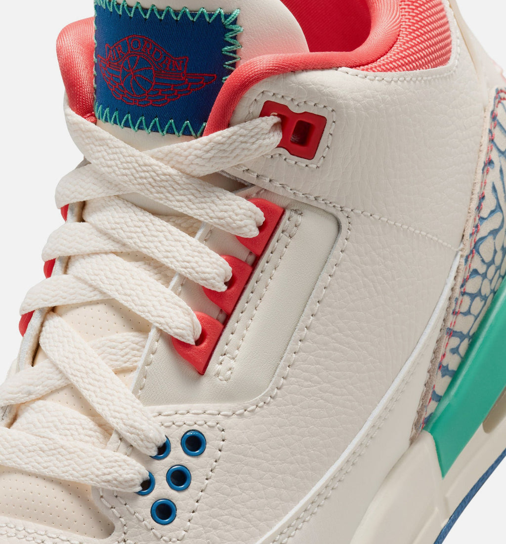 Air Jordan 3 Retro Play Your Way – Grade School Lifestyle Shoe (Chalk/Track Red/True Blue/Kinetic Green)