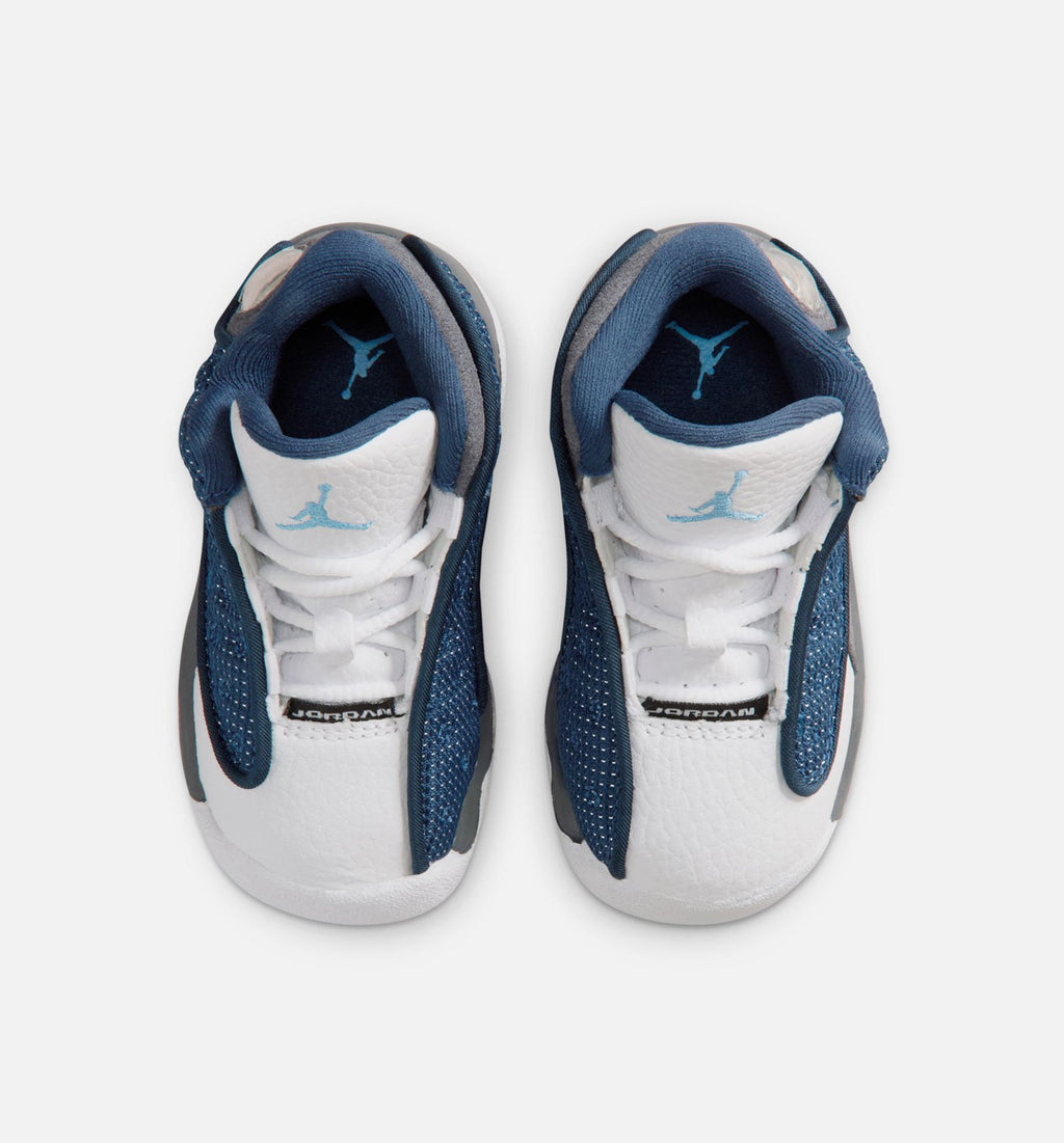 Air Jordan 13 Retro Navy and Flint Grey – Infant/Toddler Lifestyle Shoe (Navy/University Blue/Flint Grey/White)