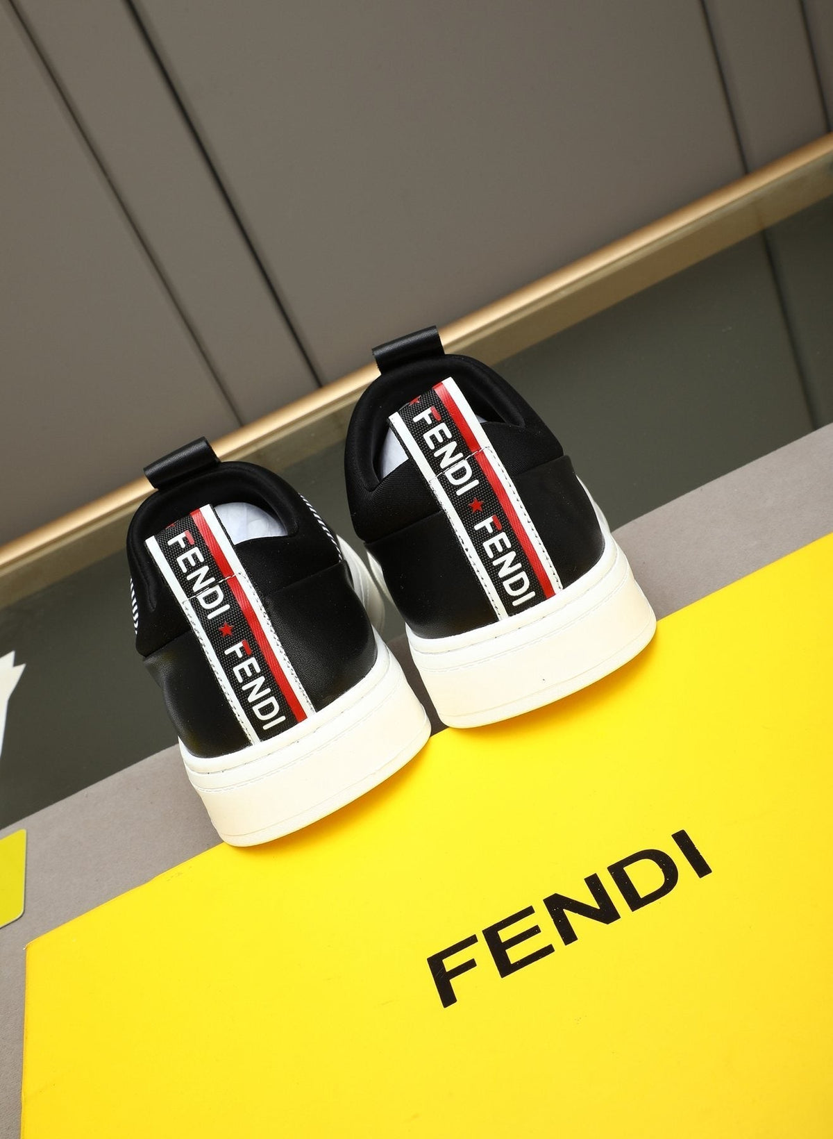 Fendi Men's Brown Panel Slip-On Sneakers
